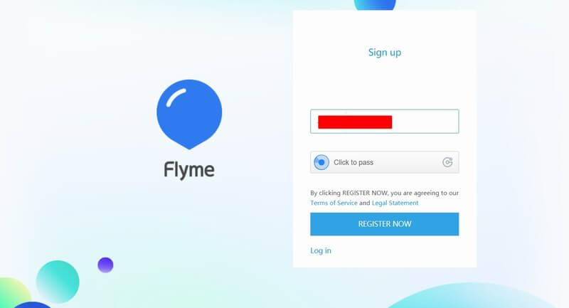 Создать учетную запись Flyme