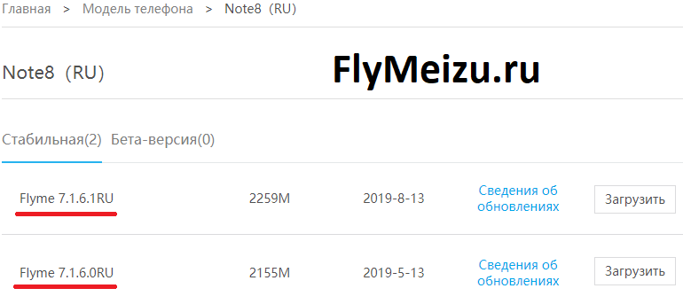 Выбор и скачивание прошивки на Мейзу